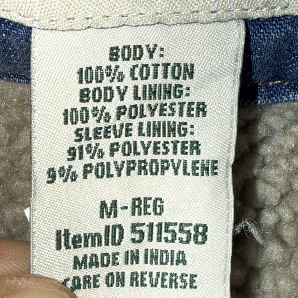 LL Bean 1912 Heritage Sherpa Lined Denim Shirt Jacket Men's Med Snap Up Shacket - Picture 7 of 15